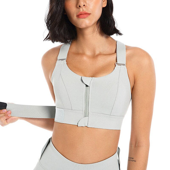 Sports bra with zip & back support – buy 1, get 1 free – Livia-Grey-S-Nora Luxe