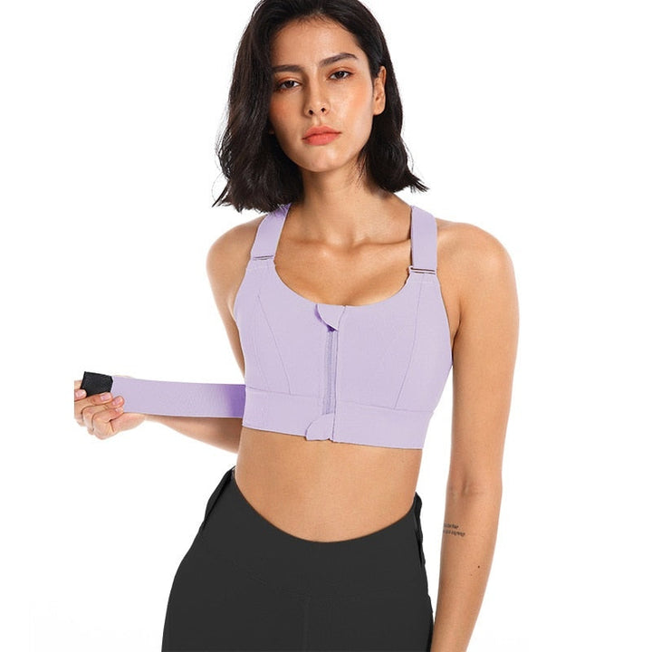 Sports bra with zip & back support – buy 1, get 1 free – Livia-Light violet-S-Nora Luxe