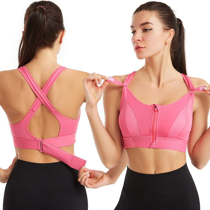 Sports bra with zip & back support – buy 1, get 1 free – Livia-Pink-S-Nora Luxe