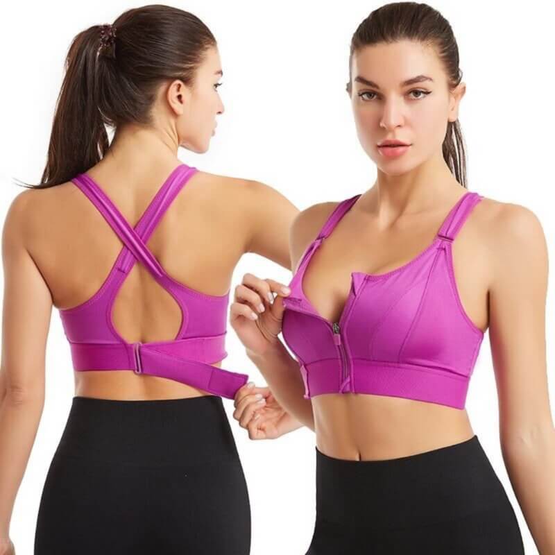 Sports bra with zipper & strong support – Mira (Buy 1, Get 1 Free)-Pink-S-Nora Luxe
