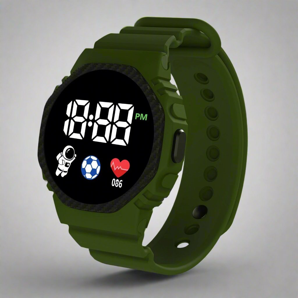 Sports watch for Little Adventurers - AdventureTime-Olive green-Nora Luxe