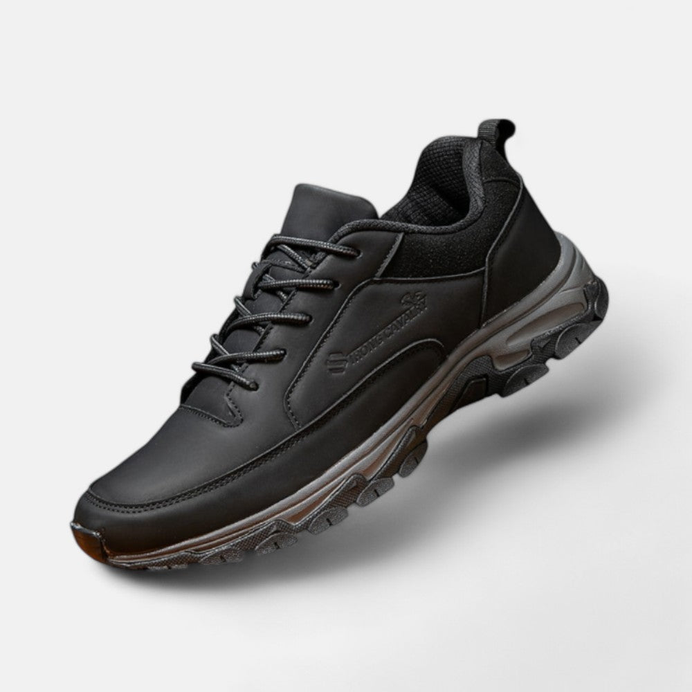 Sporty Leather Laced Shoes for Men - Liam-Black-5.5-Nora Luxe