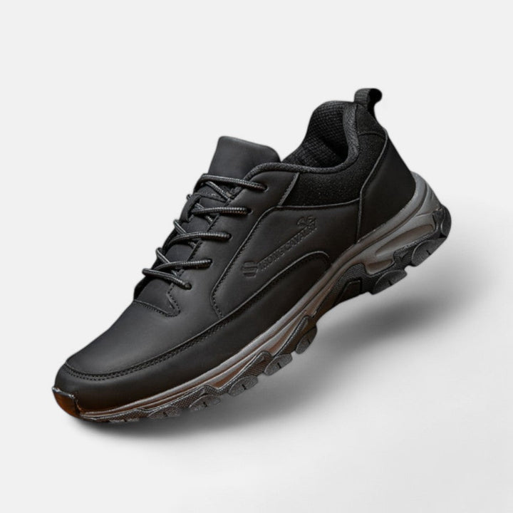 Sporty Leather Laced Shoes for Men - Liam-Black-5.5-Nora Luxe