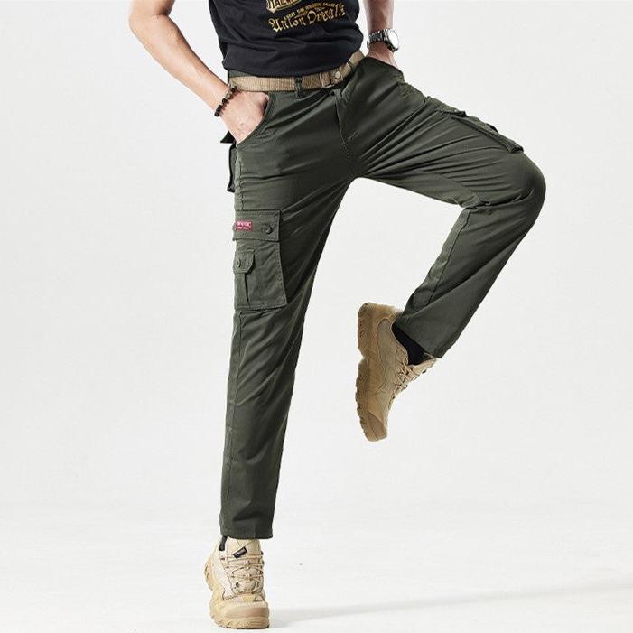 Sporty Men's Cargo Trousers - Max-Olive Green-30-Nora Luxe