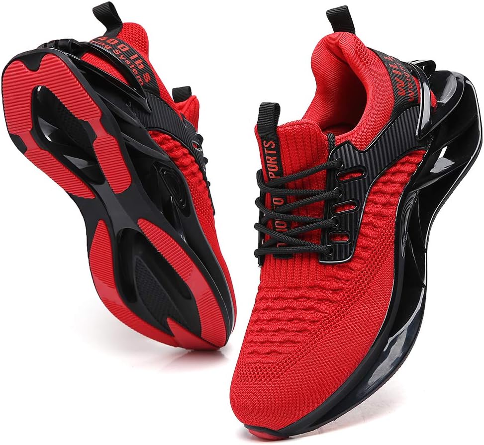 Sporty Men's Trainers - FlexLite-Red-6.5-Nora Luxe