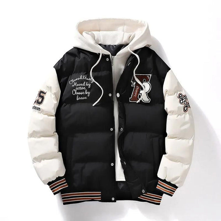 Sporty Men's Winter Jacket with Hood - Ragnar-Black-M-Nora Luxe