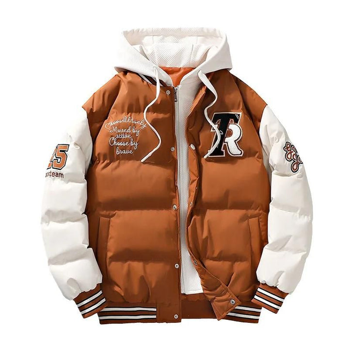 Sporty Men's Winter Jacket with Hood - Ragnar-Brown-M-Nora Luxe