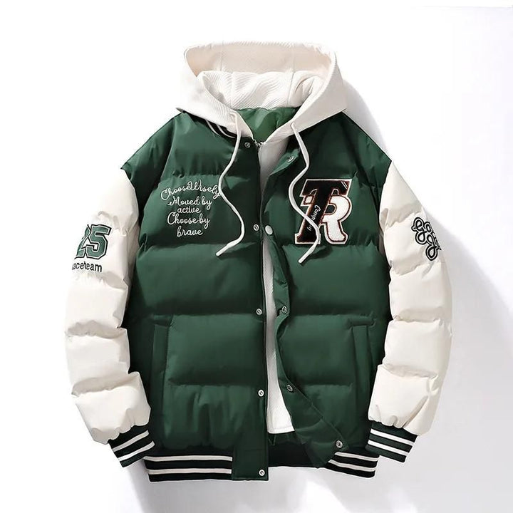 Sporty Men's Winter Jacket with Hood - Ragnar-Green-M-Nora Luxe