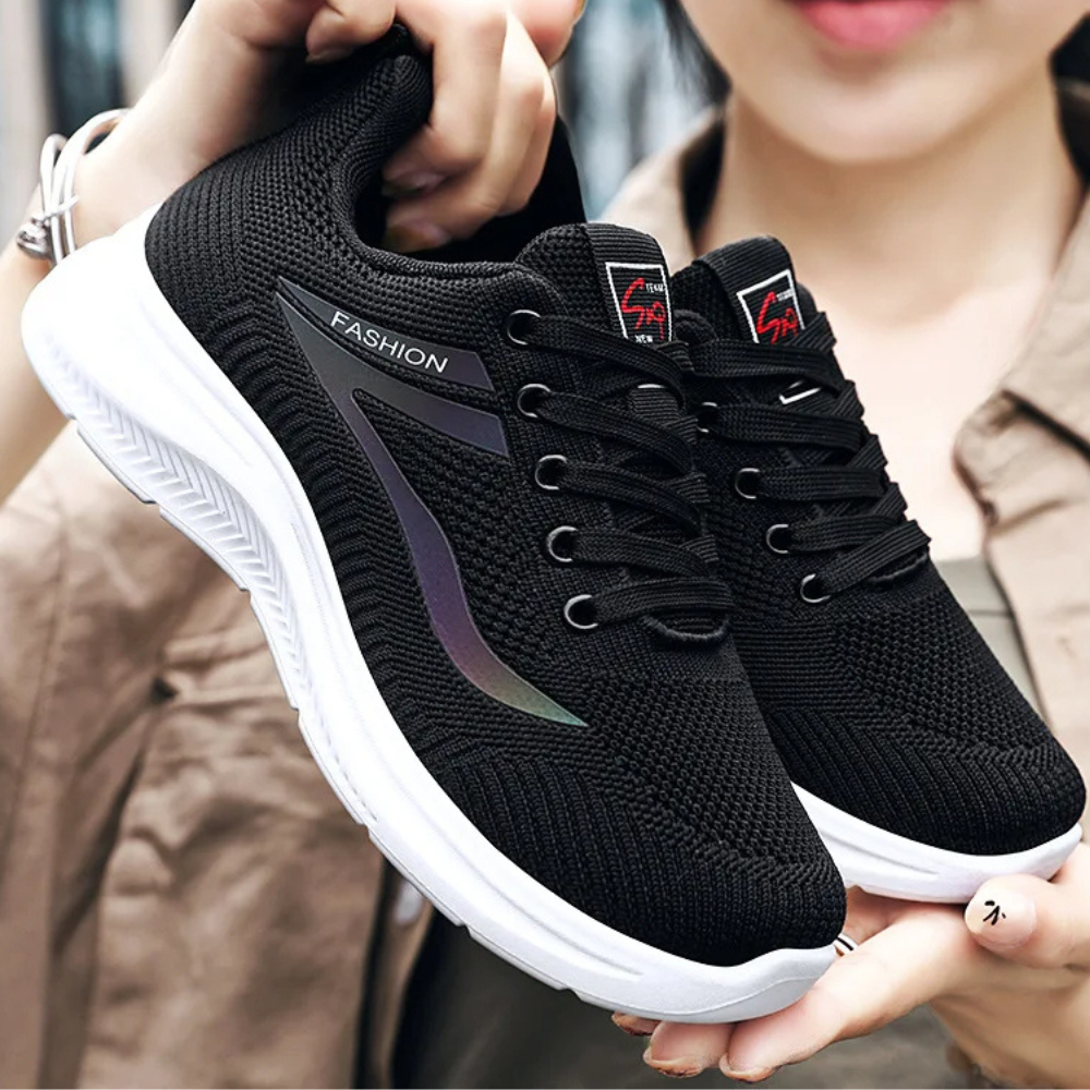 Sporty Orthopaedic Women's Walking Shoes - FitWalk-3.5-Black-Nora Luxe