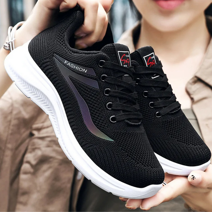 Sporty Orthopaedic Women's Walking Shoes - FitWalk-3.5-Black-Nora Luxe