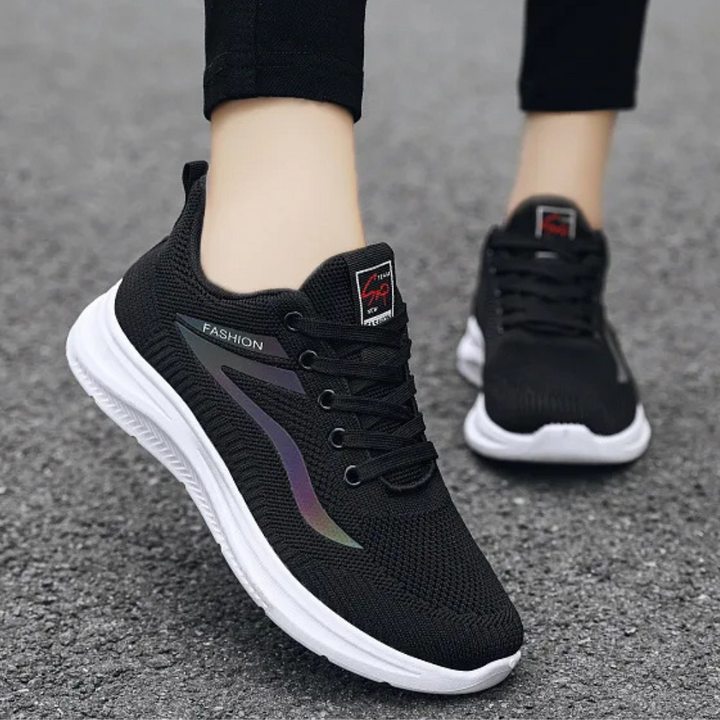 Sporty Orthopaedic Women's Walking Shoes - FitWalk-3.5-Black-Nora Luxe