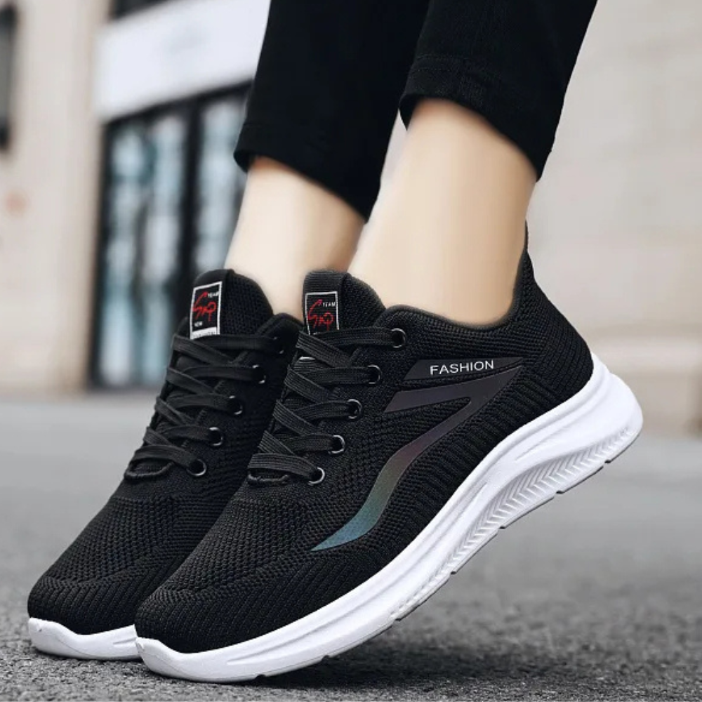 Sporty Orthopaedic Women's Walking Shoes - FitWalk-3.5-Black-Nora Luxe