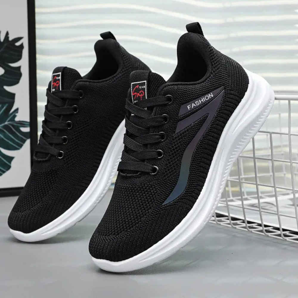 Sporty Orthopaedic Women's Walking Shoes - FitWalk-3.5-Black-Nora Luxe