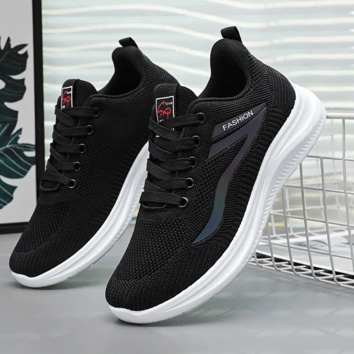 Sporty Orthopaedic Women's Walking Shoes - FitWalk-3.5-Black-Nora Luxe