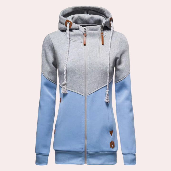 Sporty Women's Jacket with Zip - Nora-Gray-XS-Nora Luxe