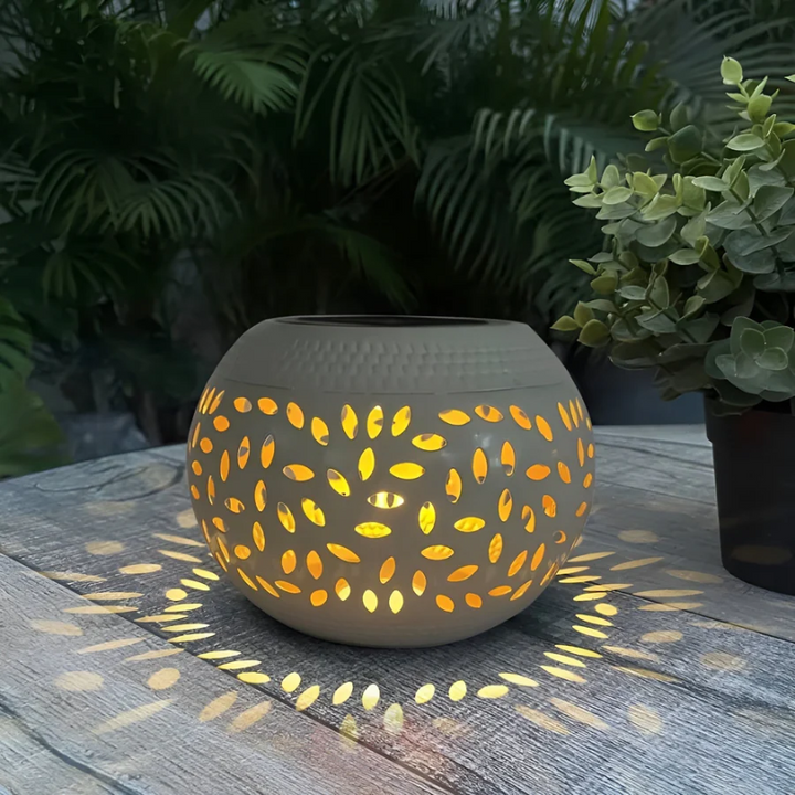 Spotted Solar Garden Lighting - LumoPattern-White-Nora Luxe