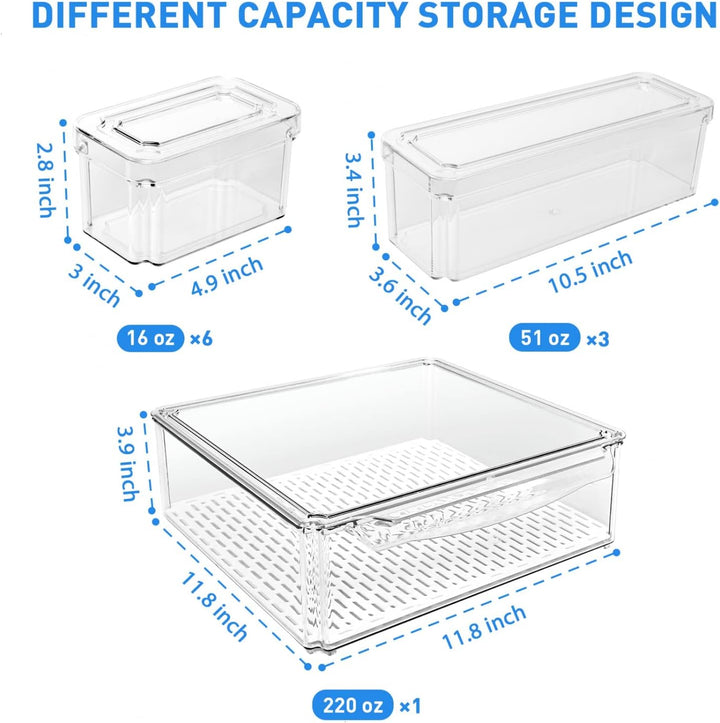 Stackable Fridge Organizer Set of 10 - FridgeMaster-Nora Luxe