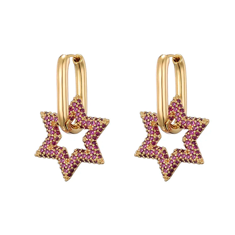 Star Crystal Hoop Earrings | Sparkling Women's Jewellery-ROSE-Nora Luxe