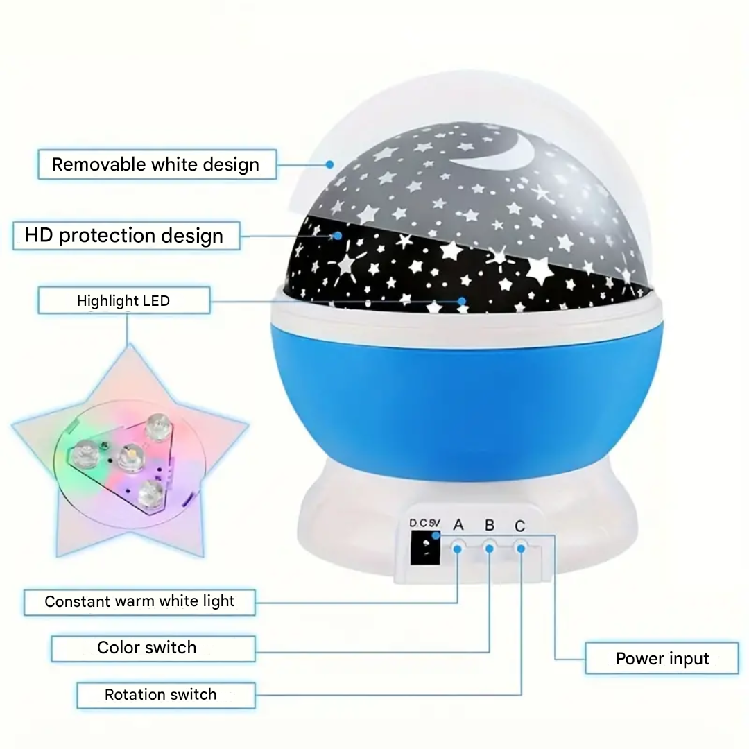 Star Projector Night Lamp - Luna-Blue-Nora Luxe