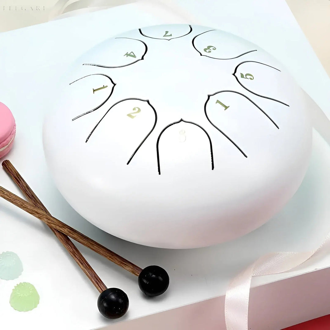 Steel Tongue Drum - SerenityRain-White-Nora Luxe