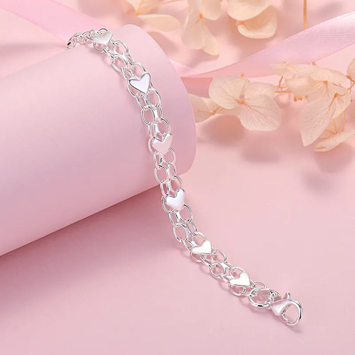 Sterling Silver Heart Bracelet | Classic Elegance-Nora Luxe