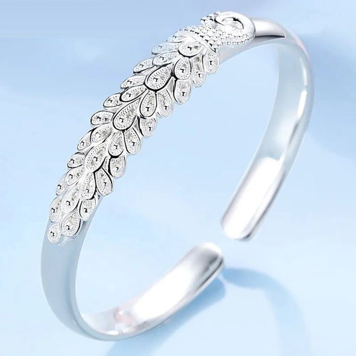 Sterling Silver Peacock Charm Bracelet-Nora Luxe