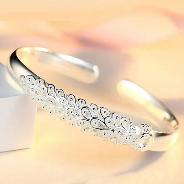 Sterling Silver Peacock Charm Bracelet-Nora Luxe