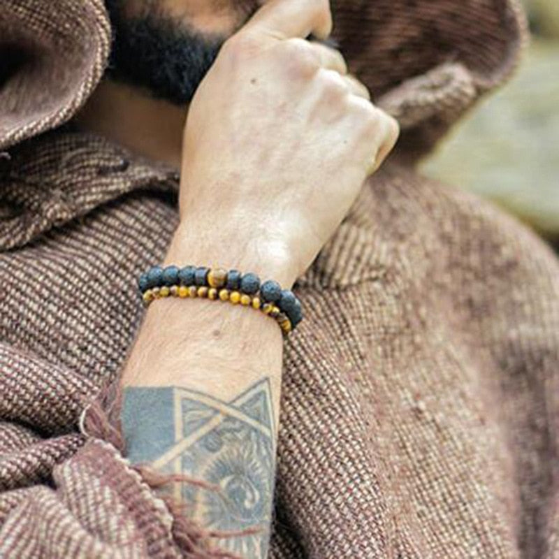 Stone Bracelet | Natural Gemstone Jewellery | Women's Fashion Accessory-Mega Black-S-17cm-Nora Luxe