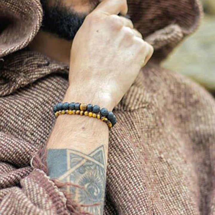 Stone Bracelet | Natural Gemstone Jewellery | Women's Fashion Accessory-Mega Black-S-17cm-Nora Luxe