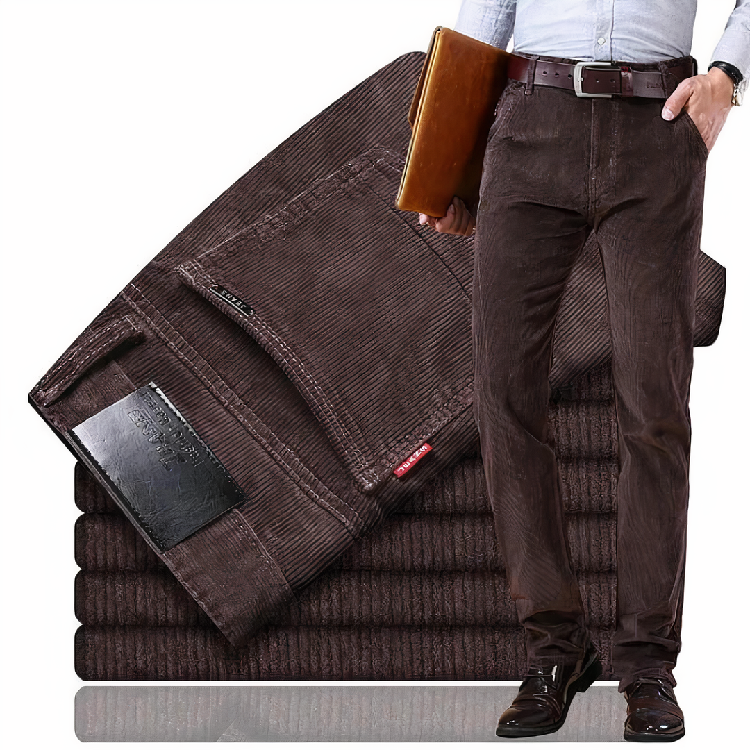 Straight Cut Corduroy Jeans - Victor-Dark Brown-8-Nora Luxe