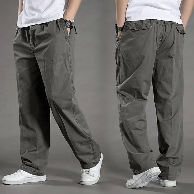 Straight Men's Cargo Pants with Elastic Waist - Odin-Green-M-Nora Luxe