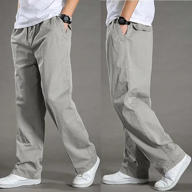 Straight Men's Cargo Pants with Elastic Waist - Odin-Light Gray-M-Nora Luxe