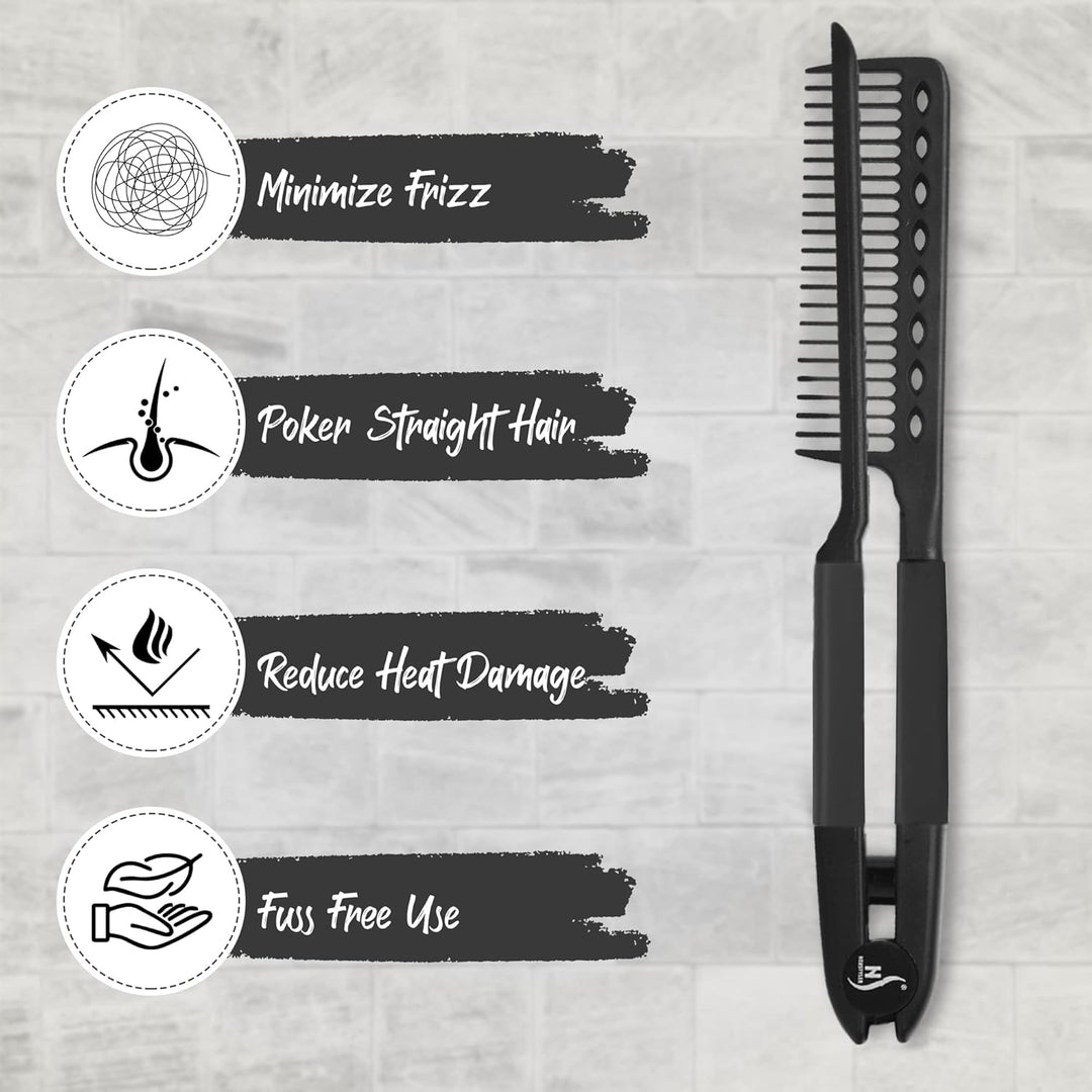 Straightening Comb – Blow Dry Comb for Effortless Hair Styling-Black-Nora Luxe