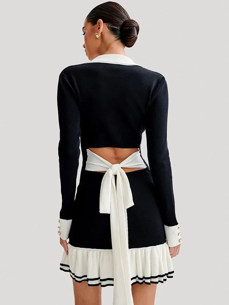 Strap mini dress with back cutout and bandage design – Amira-Black-S-Nora Luxe