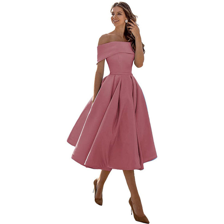 Strapless & Figure-hugging Satin Party Dress for Women – Mirella-Camel Brown-S-Nora Luxe