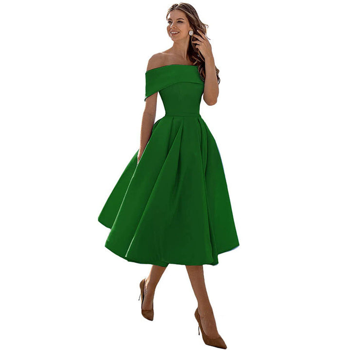 Strapless & Figure-hugging Satin Party Dress for Women – Mirella-Dark green one-S-Nora Luxe