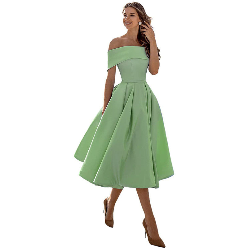 Strapless & Figure-hugging Satin Party Dress for Women – Mirella-Green-S-Nora Luxe