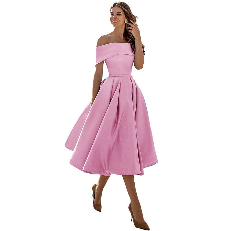 Strapless & Figure-hugging Satin Party Dress for Women – Mirella-Pink-S-Nora Luxe