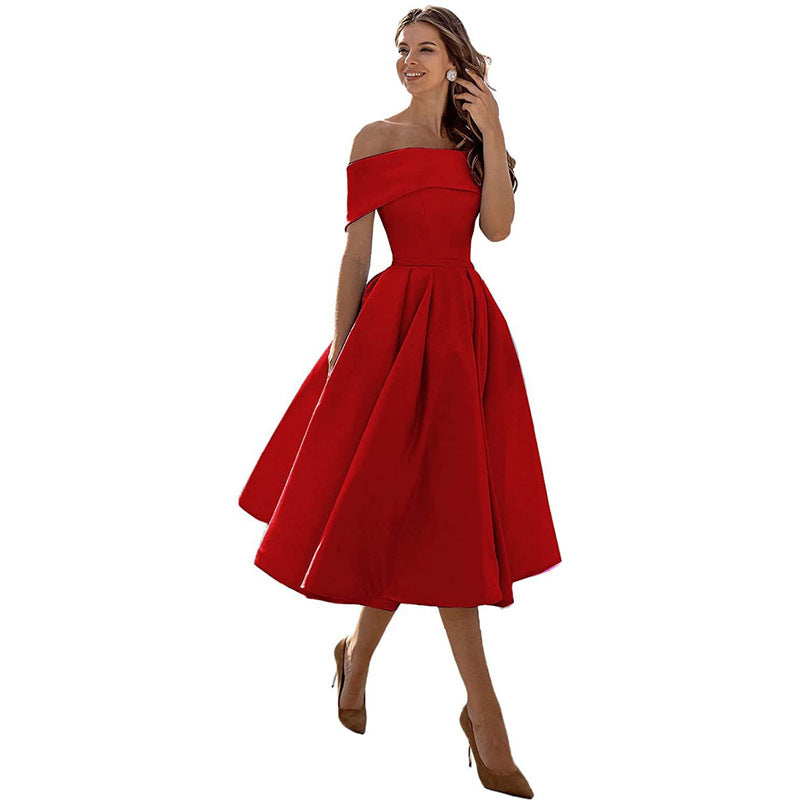 Strapless & Figure-hugging Satin Party Dress for Women – Mirella-Red-S-Nora Luxe