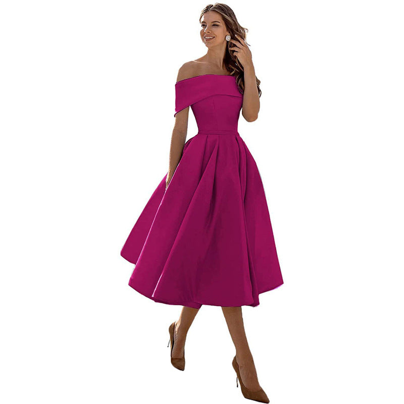 Strapless & Figure-hugging Satin Party Dress for Women – Mirella-Rose Red-S-Nora Luxe