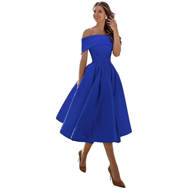 Strapless & Figure-hugging Satin Party Dress for Women – Mirella-Sapphire blue-S-Nora Luxe