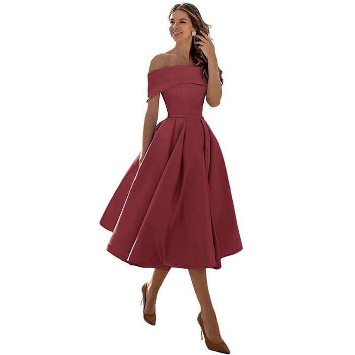 Strapless & Figure-hugging Satin Party Dress for Women – Mirella-Wine red-S-Nora Luxe