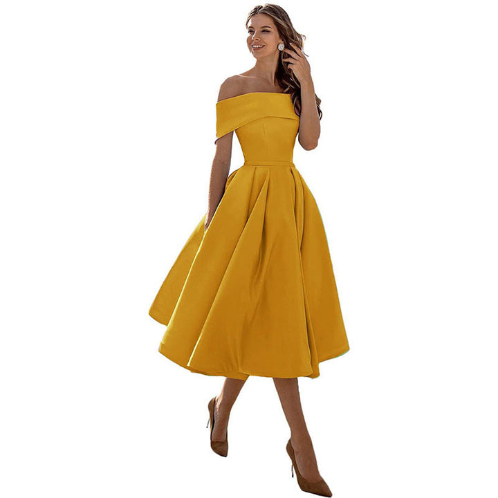Strapless & Figure-hugging Satin Party Dress for Women – Mirella-Yellow-S-Nora Luxe