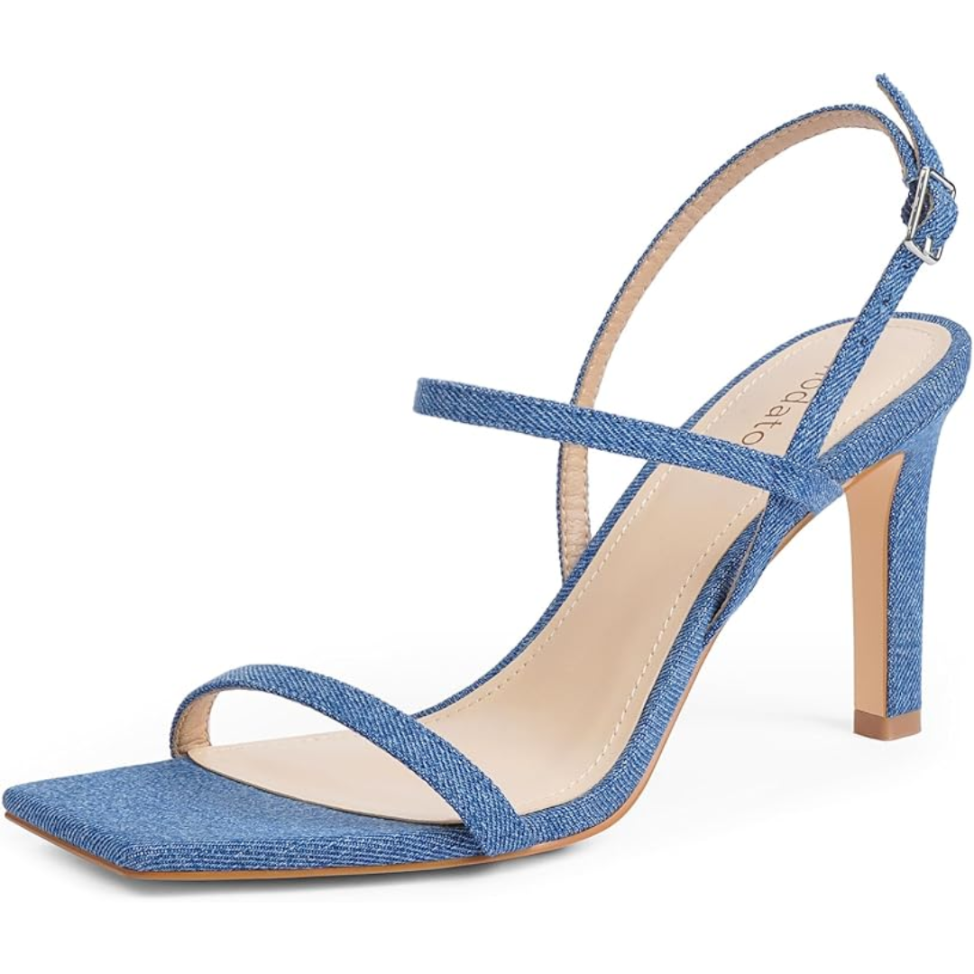 Strappy High Heel Sandals - Olivia-Denim-2.5-Nora Luxe