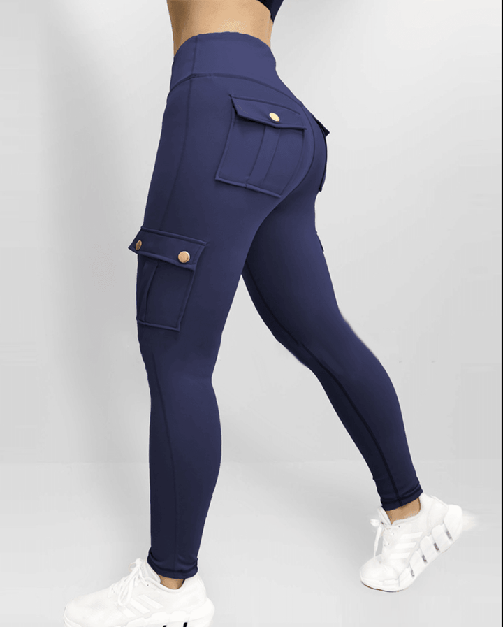 Stretch Cargo Trousers - Livia-Dark Blue-XS-Nora Luxe