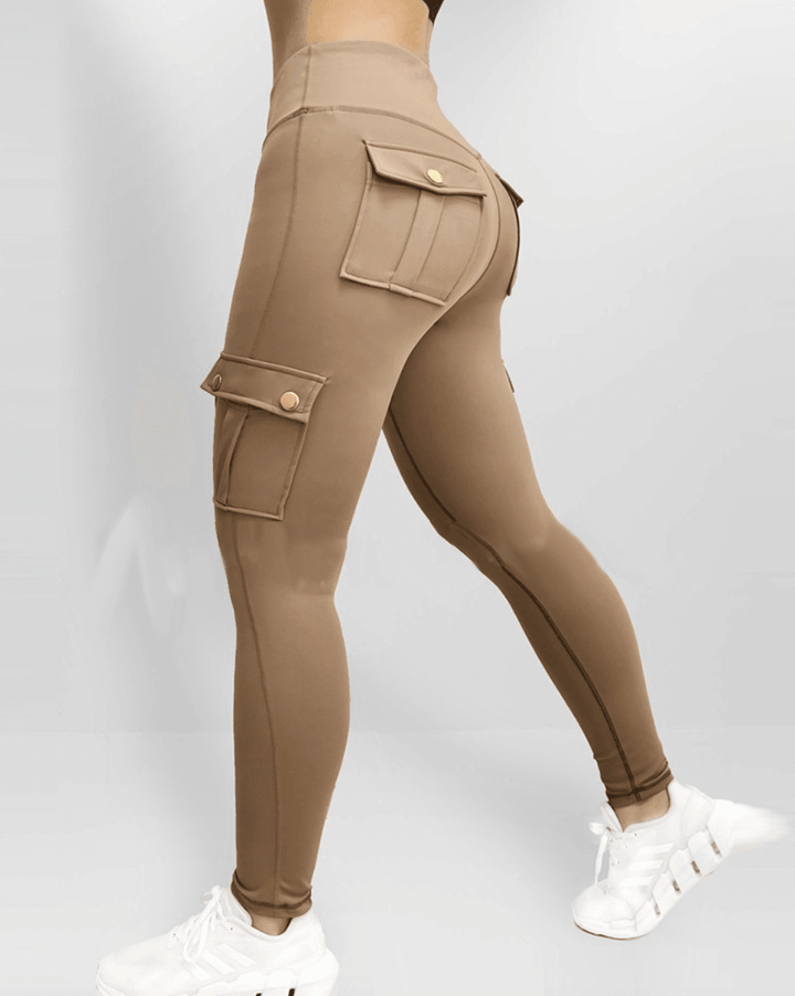 Stretch Cargo Trousers - Livia-Khaki-XS-Nora Luxe