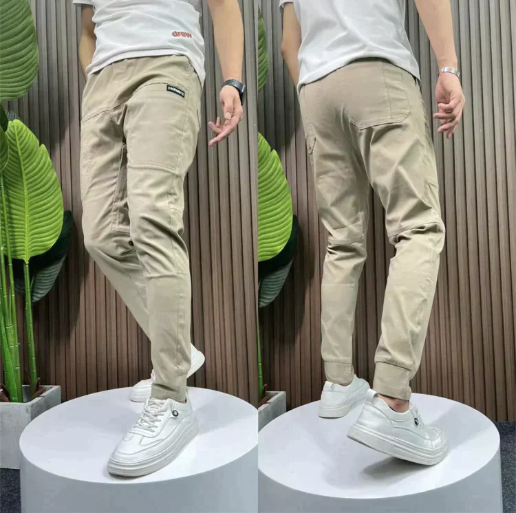 Stretch Men's Cargo Trousers - Arlo-Beige-28 - 29 (110–132 lbs)-Nora Luxe