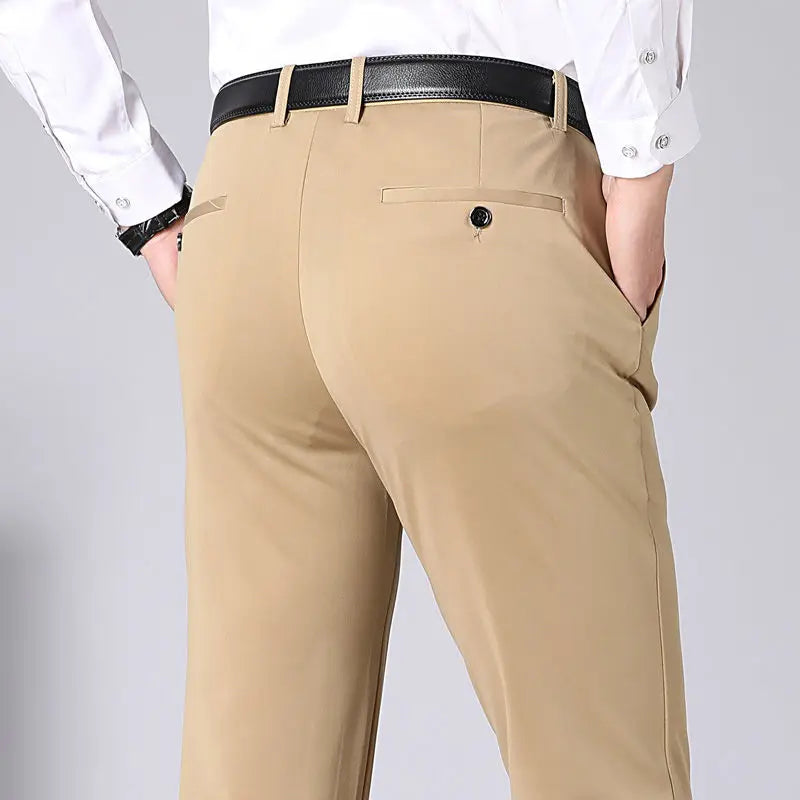 Stretch Men's Trousers - Nikolai-Khaki-S-Nora Luxe
