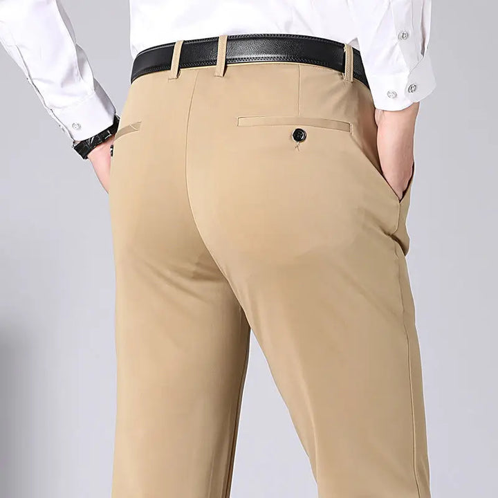 Stretch Men's Trousers - Nikolai-Khaki-S-Nora Luxe