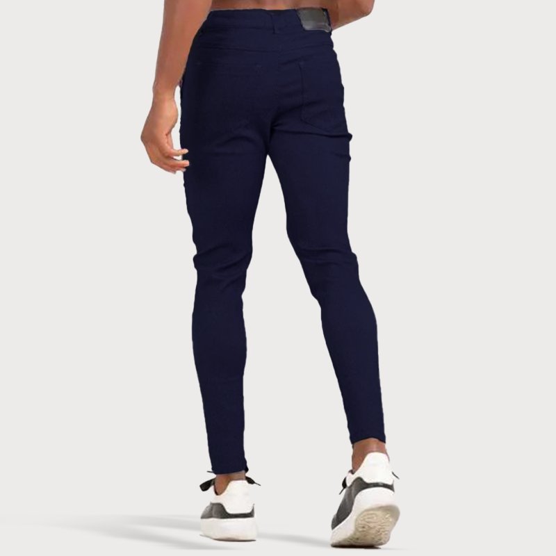 Stretch Men’s Trousers - Oliver-Dark Blue-28-Nora Luxe